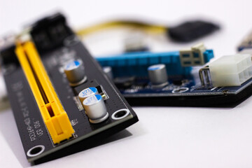 Riser for mining on video card. Device for collecting a mining farm. Mining board.Microcircuit for connecting video card.