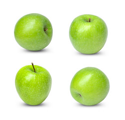 Collection of fresh green apple isolated on white background