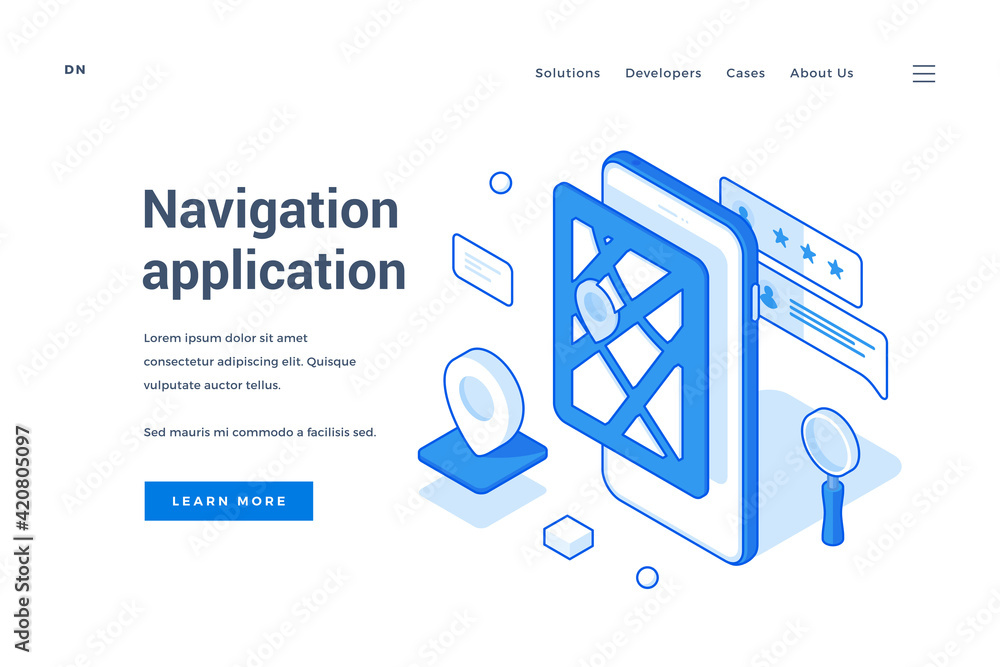 Aufkleber vector banner of website promoting navigation app