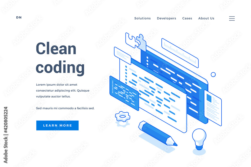 Poster vector of website offering clean coding information