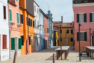 Fototapeta na wymiar Burano island, characteristic view of colorful houses, Venice lagoon, Italy, Europe