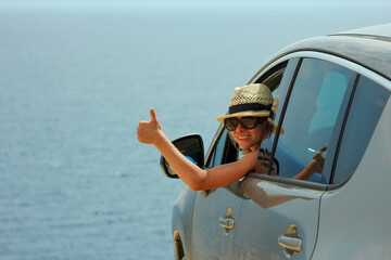 driver in car at sea