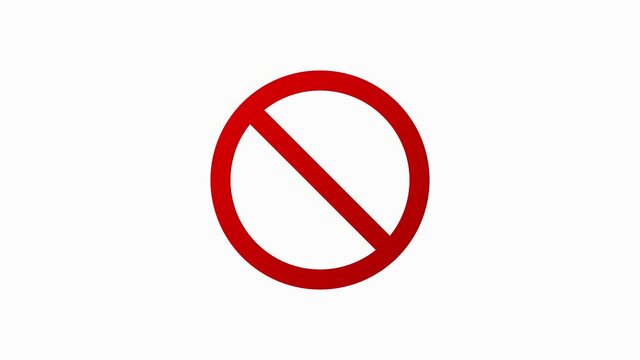 No Sign icon. Isolated on white background. Isolated sign symbol. Motion graphic.