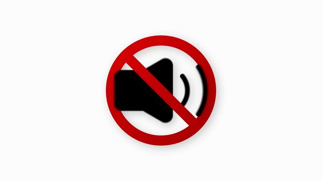 No Sound. Loudspeacker icon. Sound off. Isolated on white background. Isolated sign symbol. Motion graphic.