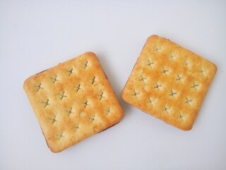 crackers on white background