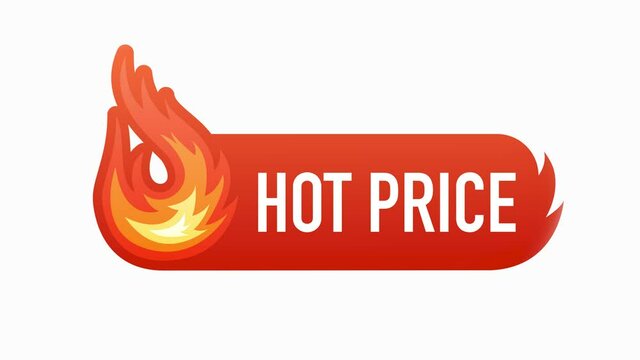 Fire hot price. Video design element. Red banner. Special offer badge. Modern promotion template. Summer sale banner template. Motion graphic.