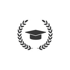 Illustration of an isolated laurel wreath with a graduation cap icon