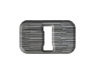 3D illustration stone wall NUMBER 1, isolated design element, gray color industrial texture, alphabet, font, uppercase, capital	