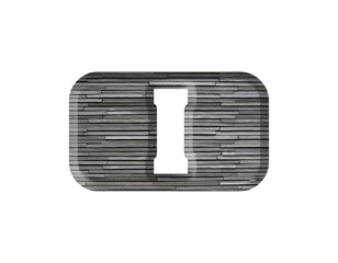 3D illustration stone wall letter I, isolated design element, gray color industrial texture, alphabet, font, uppercase, capital