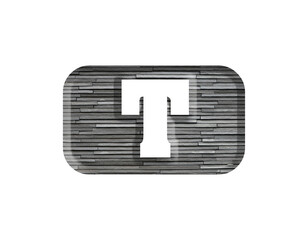 3D illustration stone wall letter T, isolated design element, gray color industrial texture, alphabet, font, uppercase, capital