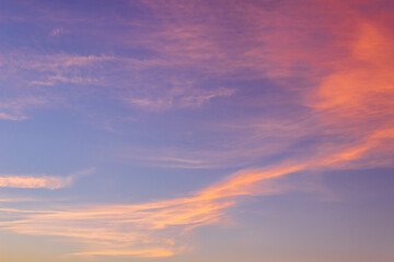 Naklejka na ściany i meble Evening sky with colorful sunlight cloud on twilight, Dusk sky.