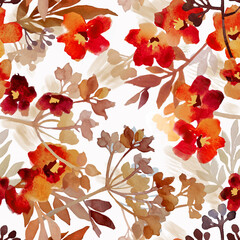Hand painted botanical multicolored transparent elements on a white background  