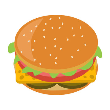 Vector illustration flat icon delicious hamburger