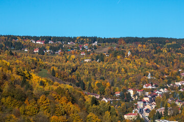 Obraz premium autumn in a mountain town - Jachymov, Czech Republic