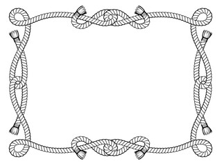 rope knot frame black and white isolated