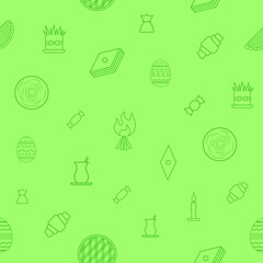 Vector seamless pattern of Nowruz attributes. Nowruz holiday pattern background.