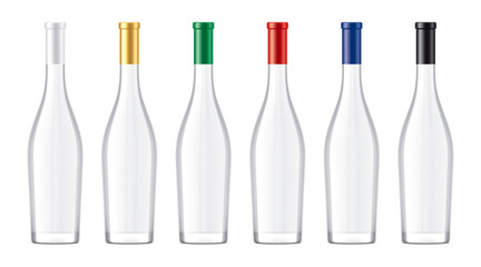 Set of Bottles with color foil. 