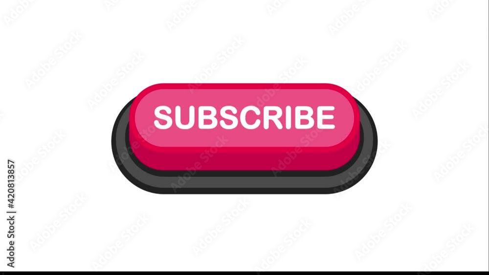 Poster subscribe red 3d button in flat style isolated on white background. motion graphic.