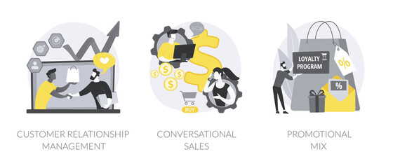 Selling strategy abstract concept vector illustrations.