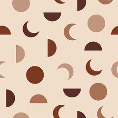 Moon phases seamless pattern, phase of moon vector background, modern elegant surface pattern