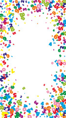 Falling bright numbers. Math study concept with flying digits. Beauteous back to school mathematics banner on white background. Falling numbers vector illustration.