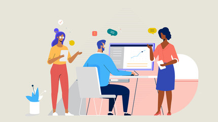 illustration of people working together