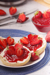 Wheat sandwiches with strawberry marmalade