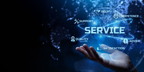 Customer technical service warranty quality assurance business concept.