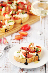 Italian bruschetta with tomatoes and mozzarella