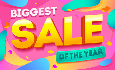 Biggest sale horizontal banner. Sale and discounts. Vector illustration template card for tickets, advertisements, newsletter, brochures, postcards, banners gift
