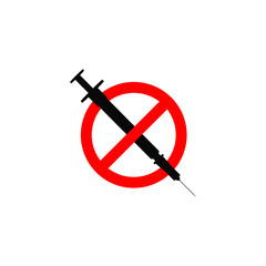 No Drugs Crossed Syringe Icon Symbol Vector Isolated on White
