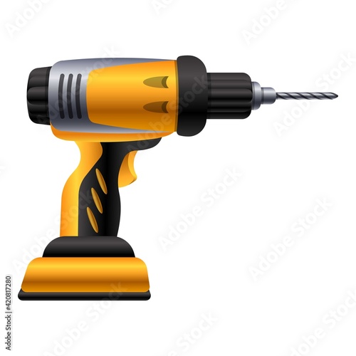 Handle Drilling Machine Icon, Cartoon 