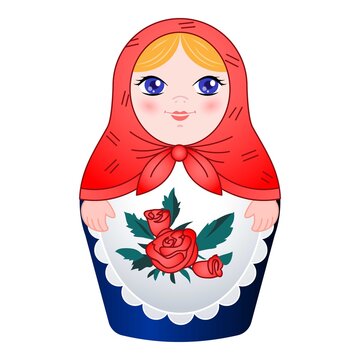 Traditional nested doll icon, cartoon style