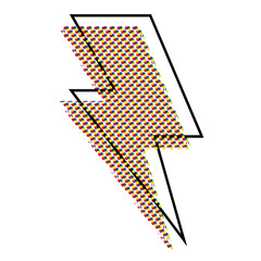 Vector illustration of the symbol of the lightning with a pattern of colored dots. Design for t-shirts, posters or stickers.	