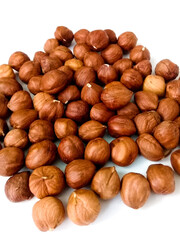 hazelnuts on a white background