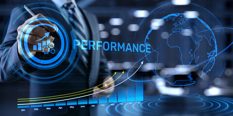 Performance indicator business finance concept on virtual screen.