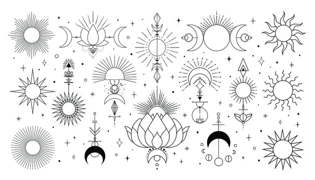 Mysterious clip art. Set of abstract vector Illustration. 