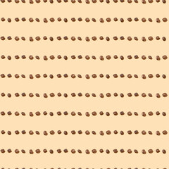 Coffee beans pattern background on brown background,hard shadows