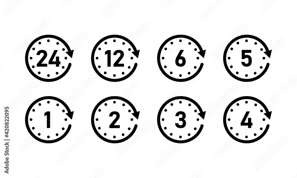 Poster timer icon set. deadline concept. countdown. vector eps 10. isolated on white background
