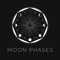 Moon phases logo. lunar cycle vector illustration. 