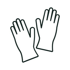 simple linear vector image drawing abstract logo icon gloves mittens hands isolated black on white background