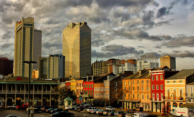 High Buildings Downtown Old Colonial Building French Quarter Dumaine Street New Orleans Louisiana....