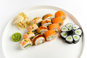 sushi set on the white background