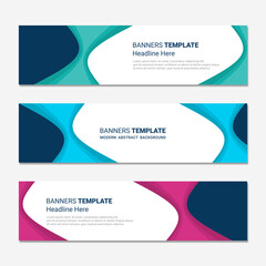 Set of horizontal modern banner design social media template background isolated