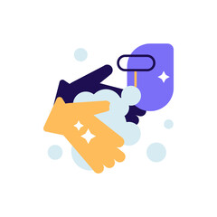 Washing hands with liquid soap icon vector