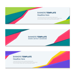 Naklejka premium Set of horizontal modern banner design social media template background isolated