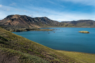 Obraz premium Frostastaðavatn Lake view in the Fjallabak Nature Reserve in Iceland, Europe