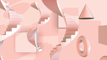 Abstract Stair Background 3d render