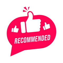 Modern label recommended with thumbs up. Banner element for web and app.