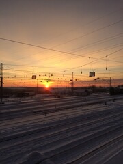 railway in the sunset